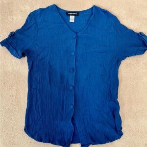 Sag Harbor Royal Blue Button-Up Blouse